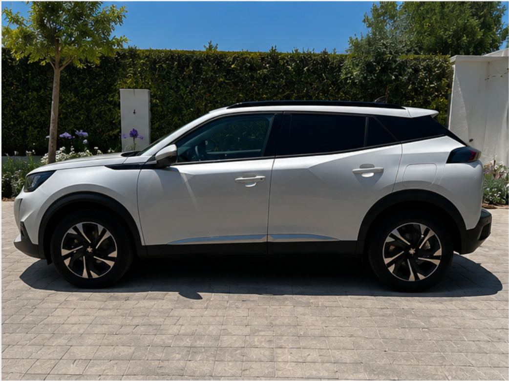 Peugeot 2008 blanco de ocasión en Málaga vista lateral